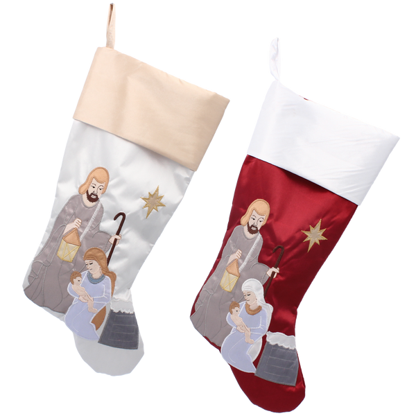 OZDOBY BOŽÍHO NAROZENÍ - VÁNOČNÍ PONOŽKA SVATÁ RODINA MIX BARVY *8648