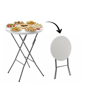 FOLDING CAMPING TABLE DIA80 X H110 CM ROUND WHITE