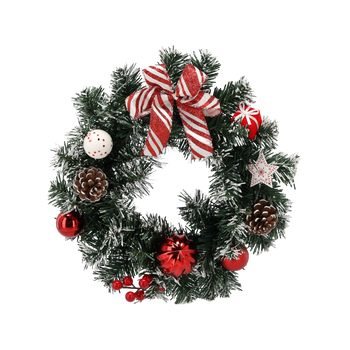 VÁNOČNÝ VENEC 30 CM BIELO-ČERVENÝ *2637