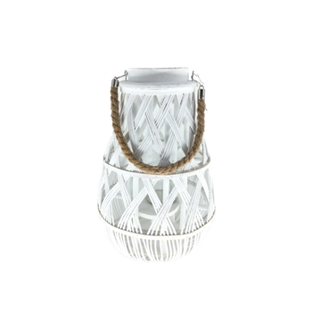 LAMPION 24 x 55 CM S SKLENENOU VLOŽKOU - BIELY *3100