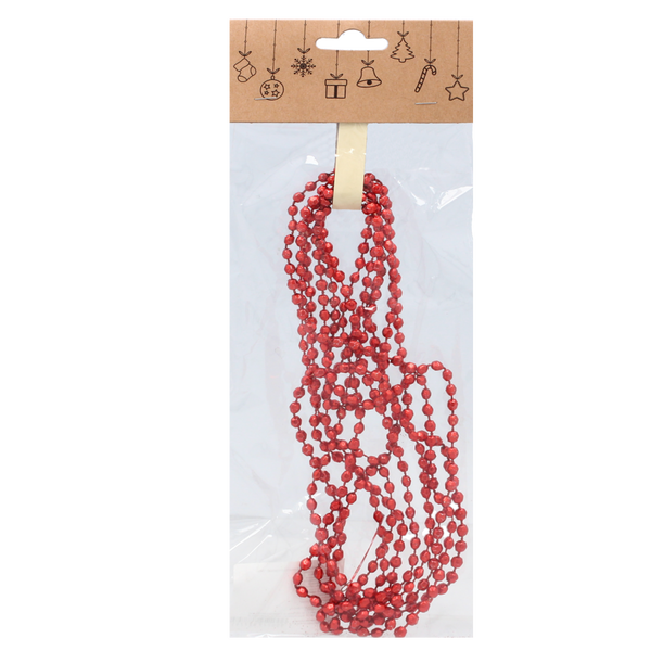 GARLAND 2.7 M BEADS 5 MM RED/GOLD/SILVER