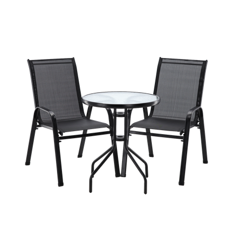 SET DE MOBILIER PENTRU BALKON - 2 SCAUNE + MASĂ - NEGRU *5895