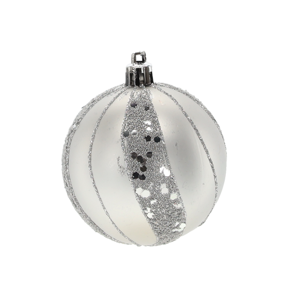 KPL. 6 BOMBEK CHOINKOWYCH SREBRNE 7 CM MIX WZORÓW *5805