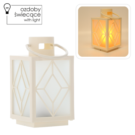 Vianočná LAMPA 11 x 11 x 20,5 CM S LED NÁPLŇOU BIELA *2553