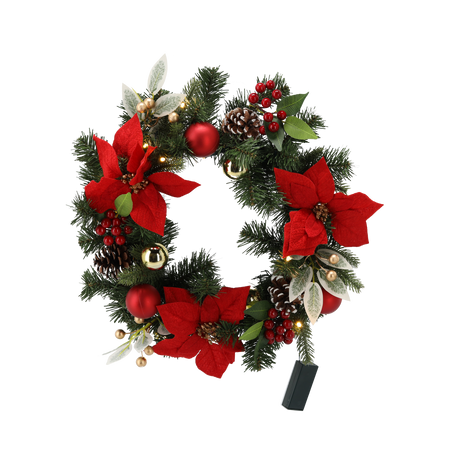 CHRISTMAS WREATH LED 40 CM RED-GOLD