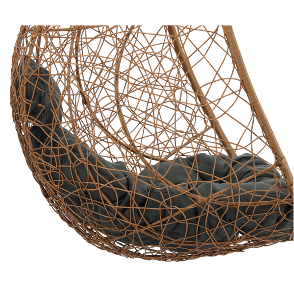 NATURAL HANGING CHAIR, CUSHION - DARK GRAY, FRAME - BLACK, 115 X 90 X D67 CM