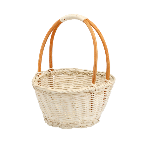 RATTANOVÝ KOŠ 25 x 14/32 CM S UCHYCENÍM - BIELY *4149