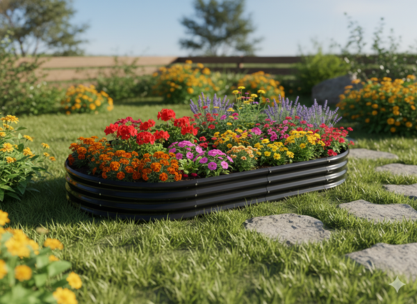 GRZĄDKA WARZYWNO-KWIATOWA 180 X 90 X 30 CM OWALNA ANTRACYT