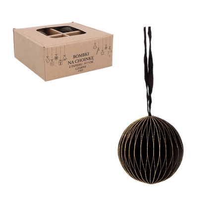 SET 4 BOMBONE PE BRADULĂ DIN HÂRTIE FI 7 CM NEGRE pachet=6buc *2051