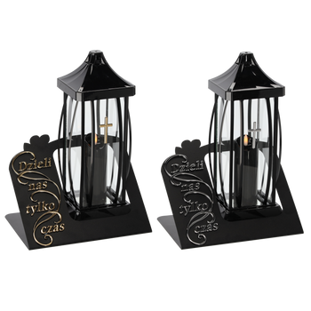 ZNICZ 39CM GRACJA DUŻA BLACHA DUŻA + LED CZARNO ZŁOTY/SREBRNY OPAK=2SZT*7630