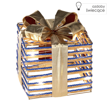 CHRISTMAS DECORATION - GIFT WITH BOW BLUE 25 CM LED