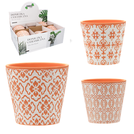 Ceramic pot 13 x 13 x 12cm MIX patterns disp.6pcs