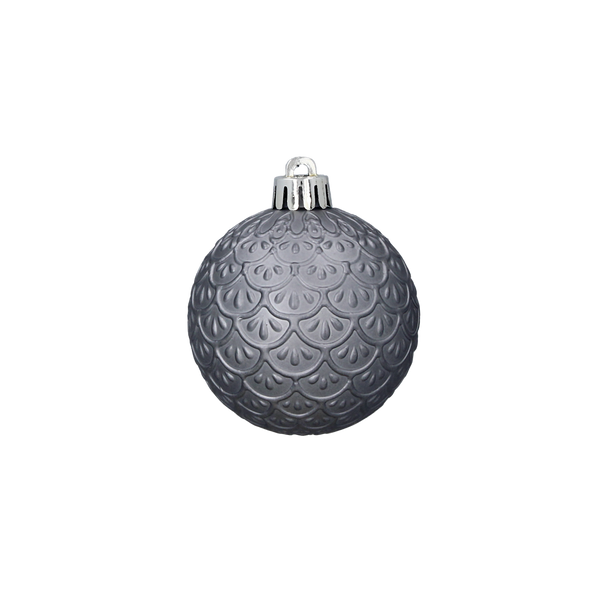 SET OF 6 BAUBLES 6 CM OLIVE/COPPER/GRAPHITE MIX DESIGNS