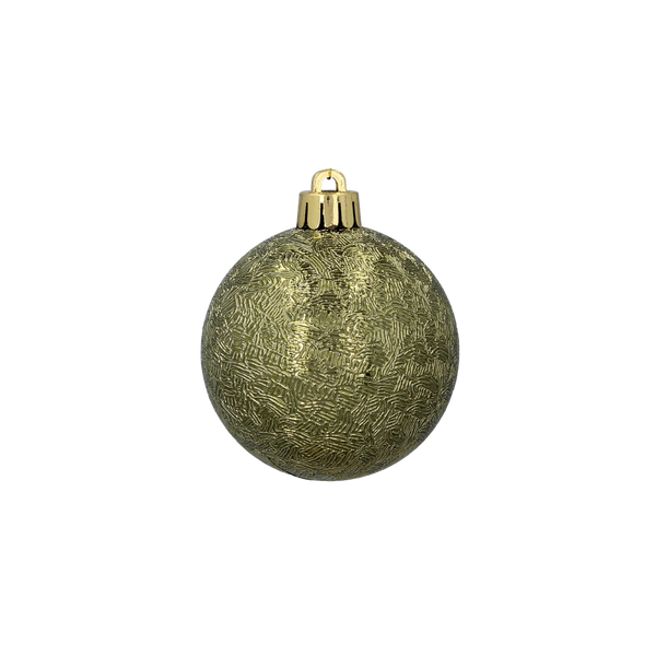 SET OF 6 BAUBLES 6 CM OLIVE/COPPER/GRAPHITE MIX DESIGNS