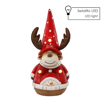FIGURKA BOŻONAR. - RENIFER W CZAPCE 26 X 16,5 X 48 CM LED *1070