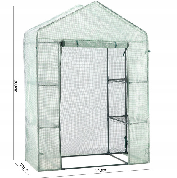 SZKLARNIA OGRODOWA Z PÓŁKAMI ZIELONA 140 x 73 x 200 CM