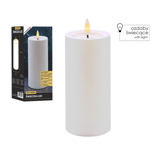 BIELA LED SVIEČKA 7 X 15 CM *9421
