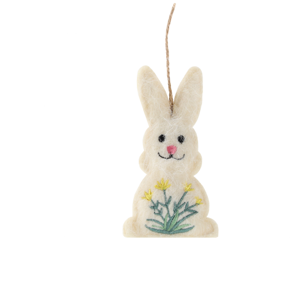 ORNAMENT DE PAȘTE - PENDULĂ 5 x 10,5 CM IEPURE ÎN FLORI MIX 4 MODELE ambalaj=12buc *9069