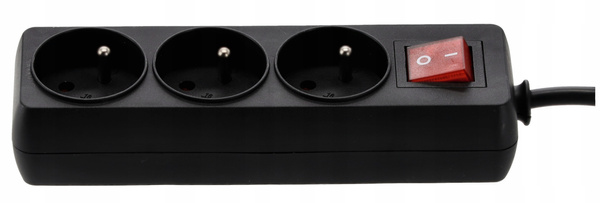 EXTENSION CORD POWER STRIP WITH SWITCH 3 SOCKETS 3M BLACK