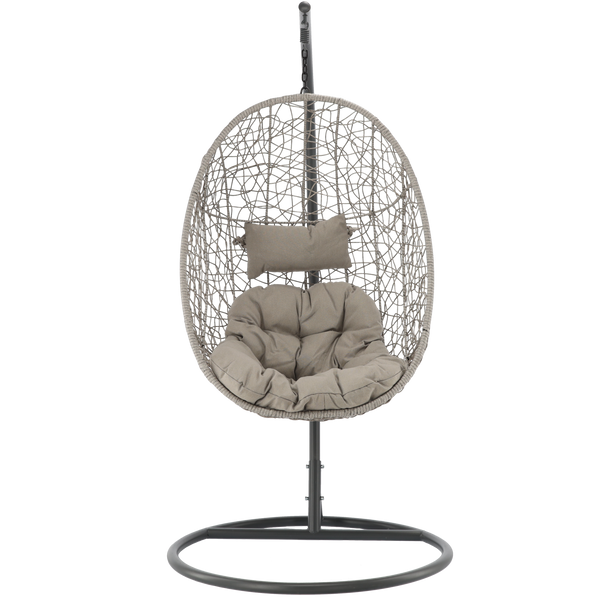 GRAY HANGING CHAIR, CUSHION - GRAY, FRAME - DARK GRAY, 115 X 90 X D67 CM