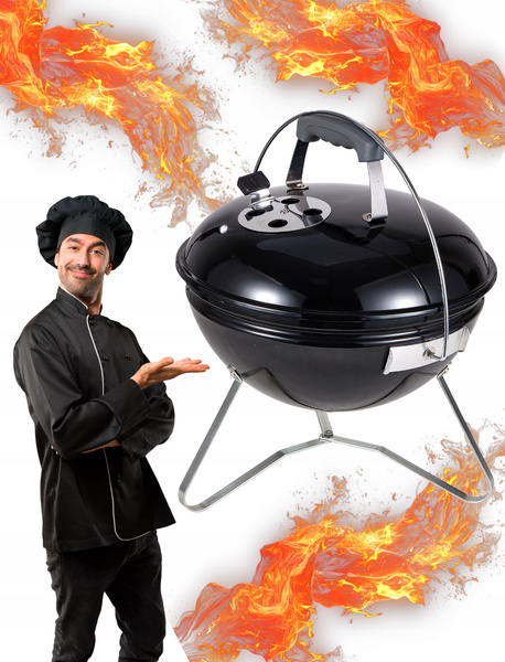 CHARCOAL KETTLE BBQ ON LEGS WITH LID 37 x 37 x 44 CM