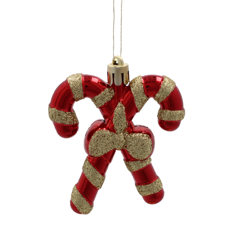SET OF 4 CHRISTMAS TREE ORNAMENTS - CANDY CANE 7.5 X 6.5 CM pack=12 sets