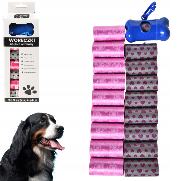 PUNGHI PENTRU DEȘEURILE CÂINILOR + ETUI 360 BUC *9684