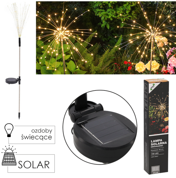 LAMPA SOLARNA H 90 CM DMUCHAWIEC 150 LED CIEPŁY BIAŁY *3798