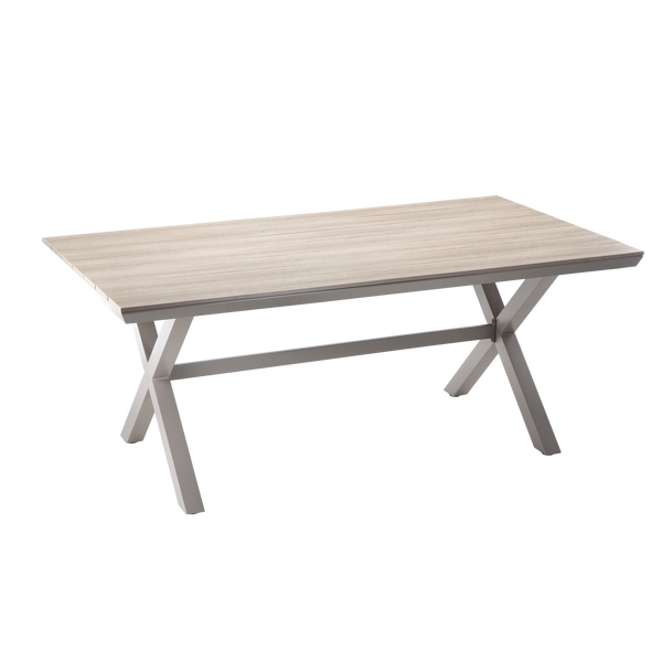 HLINÍKOVÝ ZÁHRADNÝ STOL S POLYWOOD DOSKOU 180 x 100 x 75 CM BEŽOVÝ *9477