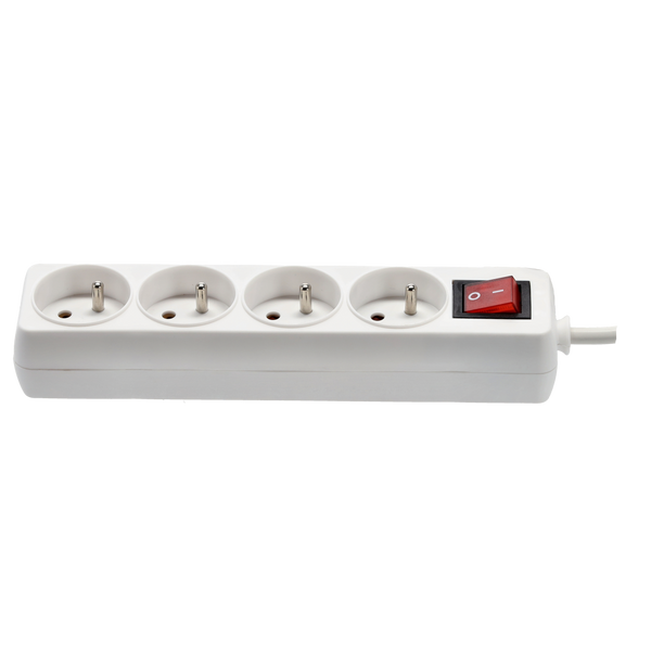 EXTENSION CORD POWER STRIP WITH SWITCH 4 SOCKETS 1.5M WHITE