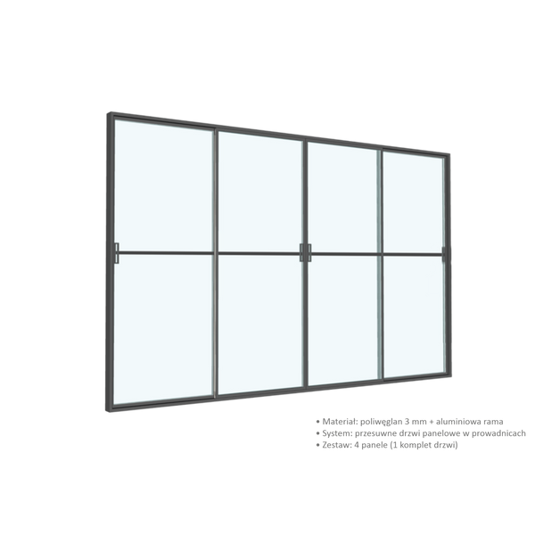 DRZWI PRZESUWNE POLIWĘGLANOWE DO PERGOLI ALUMINIOWEJ SZARE 3 M