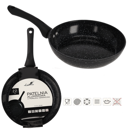 PATELNIA ALUMINIOWA 22 CM 2,5 MM Z POWŁOKĄ CERAMICZNĄ (INDUKCJA) *6399