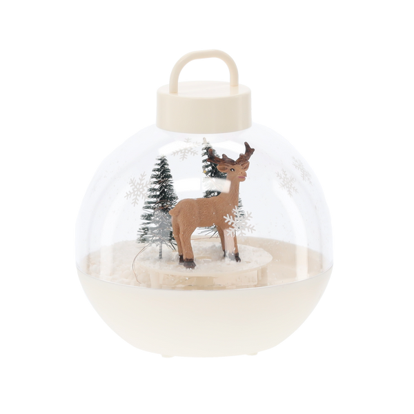 ORNAMENT DE CRĂCIUN BOMBĂ 15 X 15 X 17 CM CU MUZICĂ LED - ALB - REN FOTOGRAF *3504