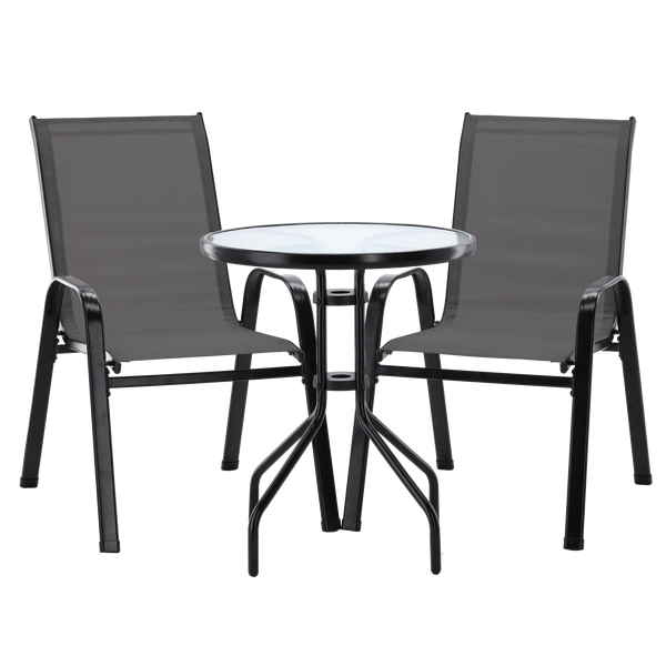 BALCONY FURNITURE SET - 2 CHAIRS + TABLE - GREY *5901