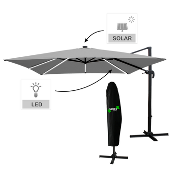 GARDEN UMBRELLA "ROMA" 3 X 4 M GRAY WITH COVER