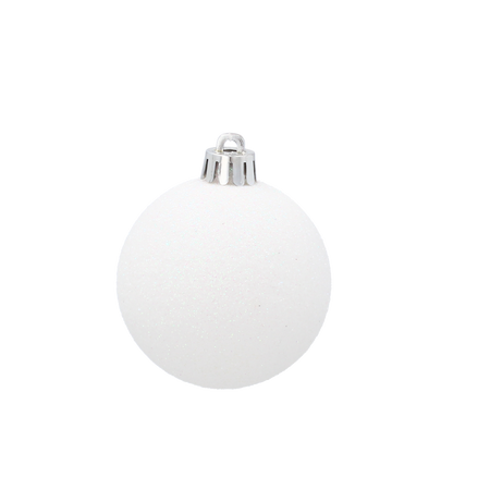 SET OF 6 BAUBLES 6 CM WHITE
