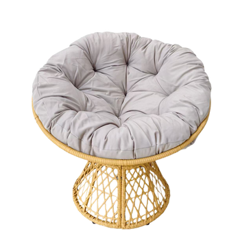 FOTEL OBROTOWY "ROTIVA" (RATTAN - BRĄZOWY, PODUSZKA - BEŻOWA) *6952