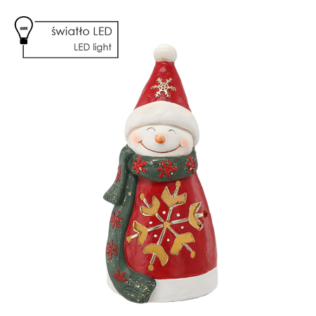 FIGURKA BOŽÍHO NAROZENÍ - SNEHULÁK SE SNEHOVOU KULIČKOU 18,7 X 18 X 39,7 CM LED *1476
