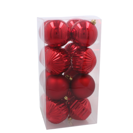 KPL. 16 BOMBIEK 8 CM ČERVENÝ / ZLATÝ / STRIEBORNÝ *3788