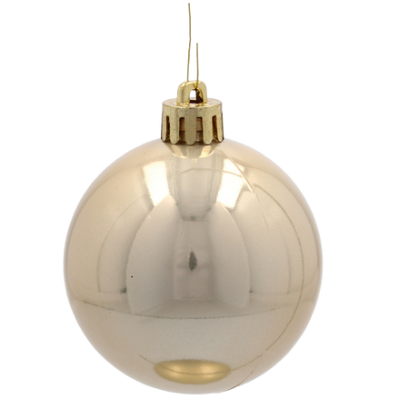 SET OF 12 BAUBLES 6 CM CHAMPAGNE/GRAY/WHITE