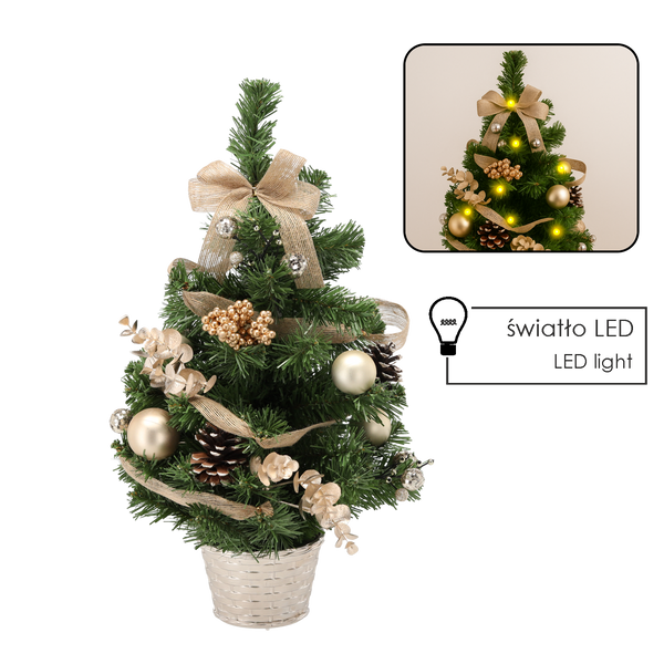 BRAD DE CRĂCIUN 15 LED 50 CM AURIE *0318