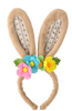 HEADBAND - RABBIT EARS WITH FLOWERS 16 x 32 CM MIX 3 DESIGNS pack=12pcs