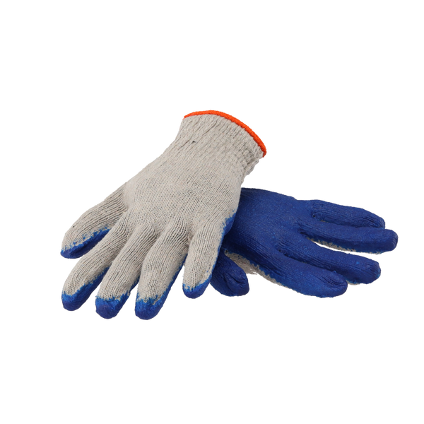 SET OF 10 GARDEN GLOVES RED/BLUE LATEX COATED