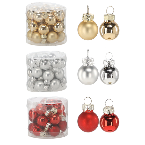 SET OF 24 CHRISTMAS TREE BAUBLES MIC COLORS 6 x 6 CM