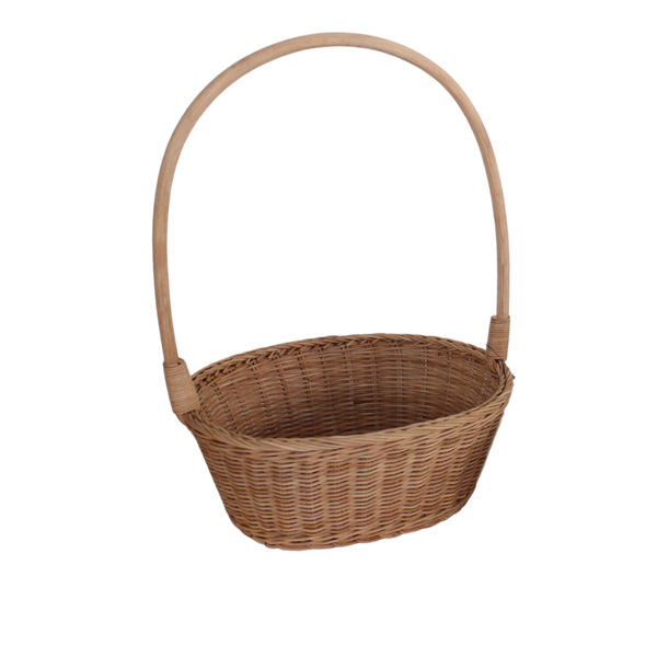 KOSZYK RATTANOWY 30 x 23 x 12/40 CM Z UCHWYTEM - NATURALNY *7404