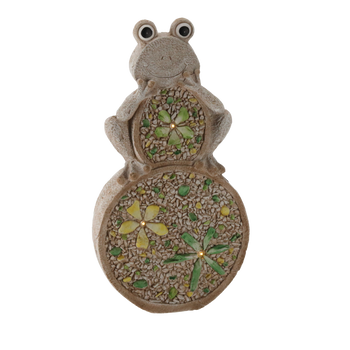 GARDEN FIGURINE – FLAT FROG ON STONE 25 X 9 X 49 CM LED