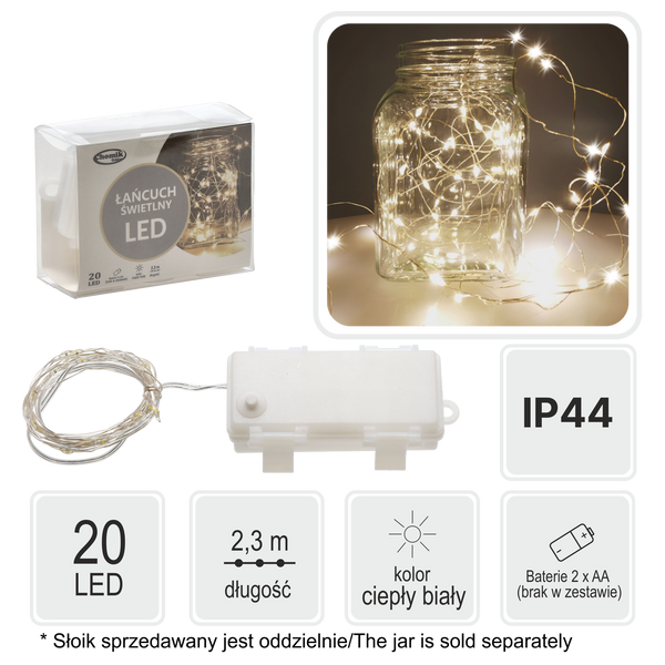 LANTERNĂ CU LED PE BALET DE BRAD CU 20 LAMPIONI opak=20buc *2636