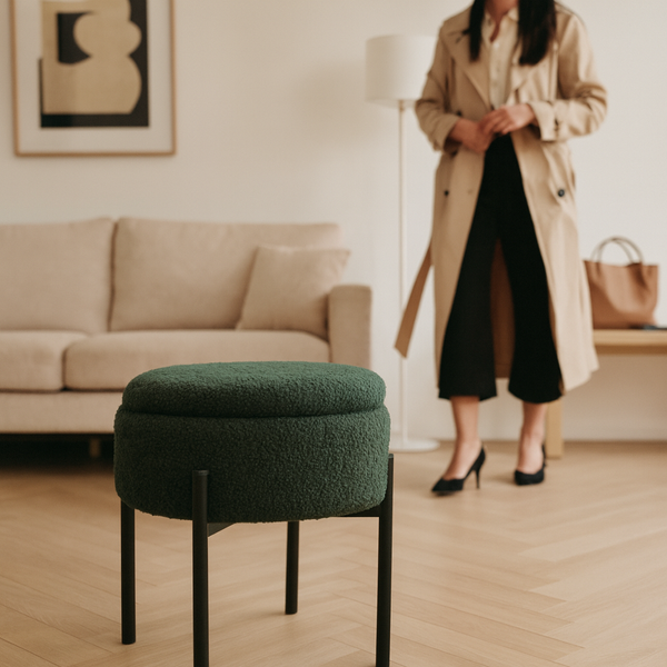 PUFA OKRĄGŁA NA METALOWYCH NÓŻKACH 28 x 31 CM ZIELONA *8762