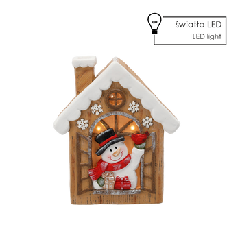 FIGURKA BOŽÍHO NAROZENÍ - DOMÁCÍ S SNĚHULÁKEM 28 X 10 X 33 CM LED *0943