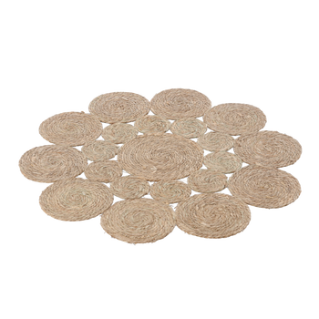 ROUND MAT 100 CM MADE OF SEAGRASS - FLOWER